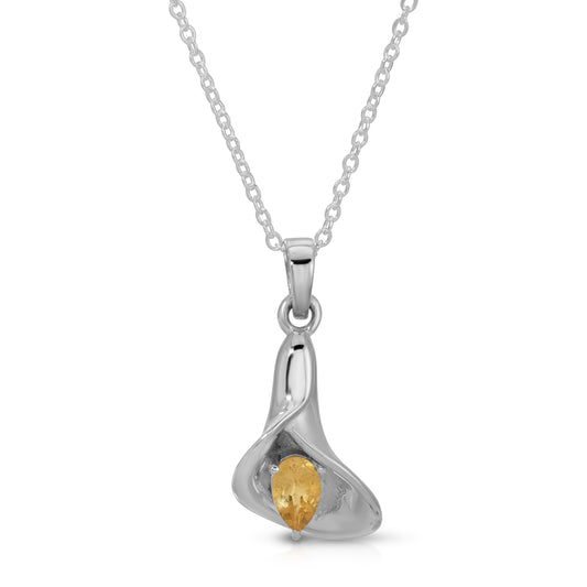 CITRINE CALLA LILY NECKLACE