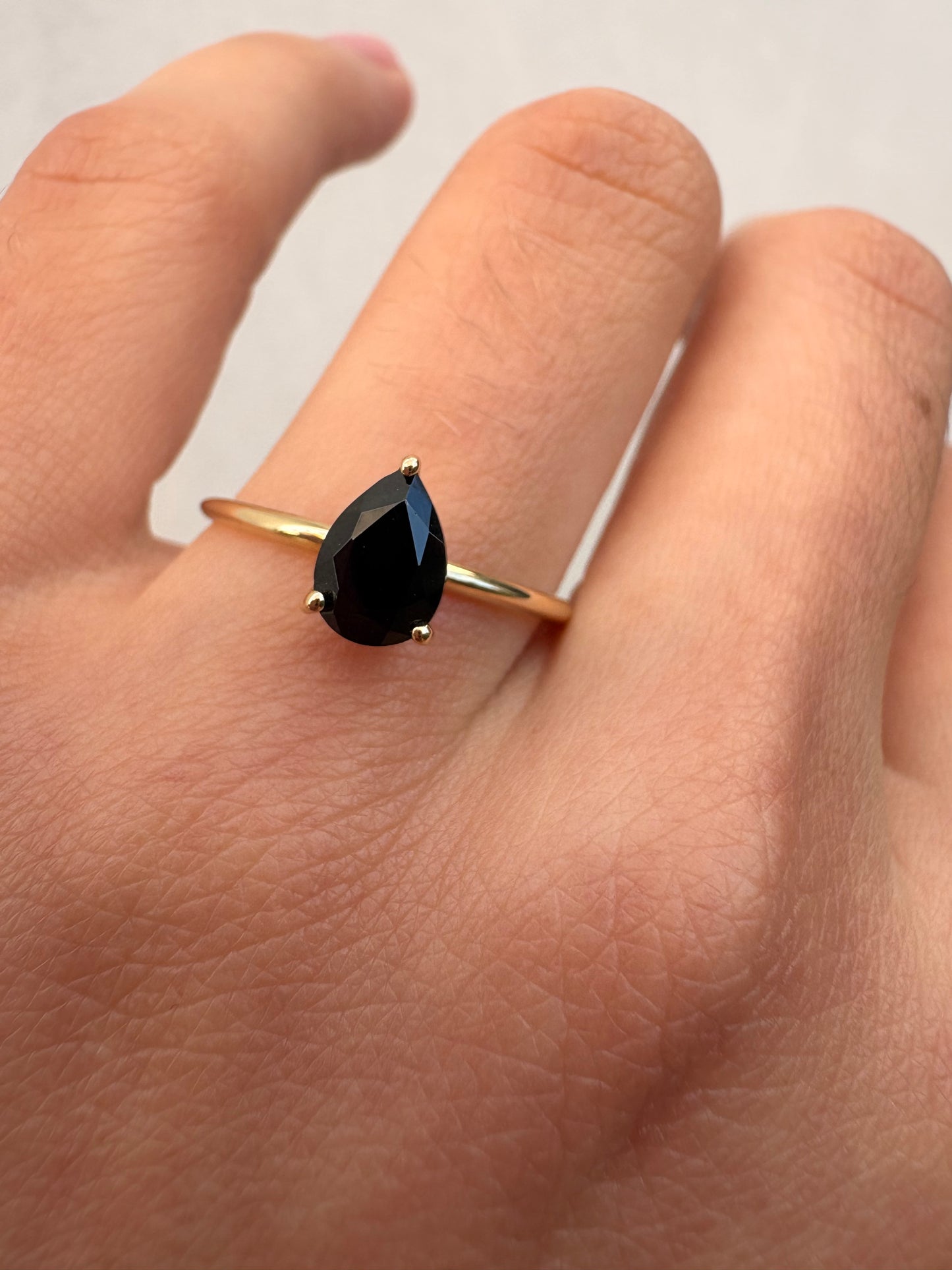 ONYX PEAR SOLITAIRE RING