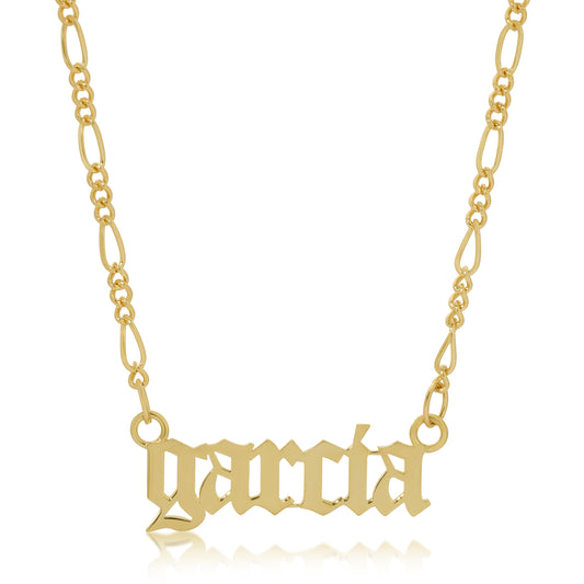 CUSTOM OLD ENGLISH MINI FIGARO NAME PLATE NECKLACE