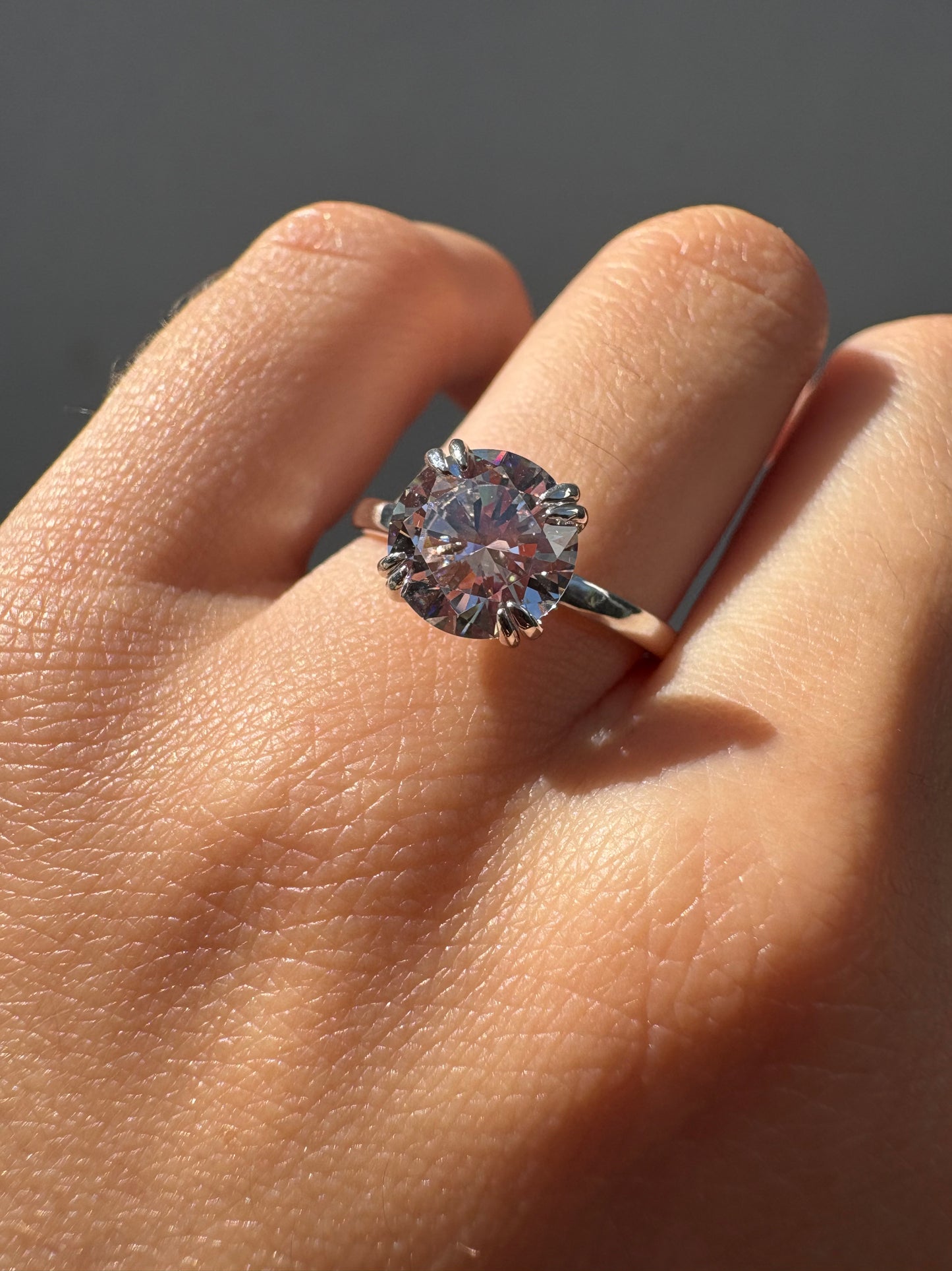 ROUND DIAMOND DOUBLE CLAW PRONG SOLITAIRE RING