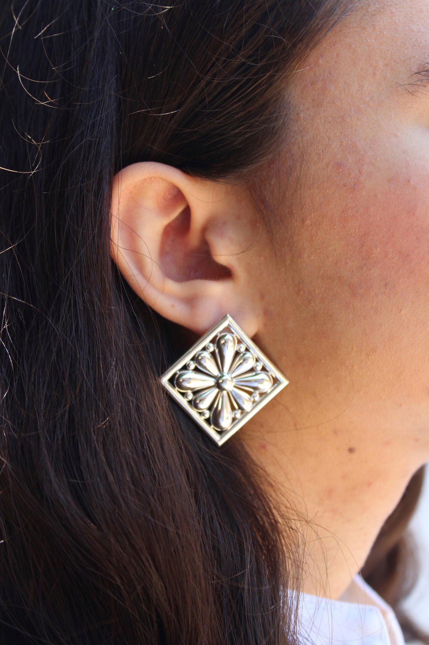 STERLING SILVER FLORES TALAVERA MAXI EARRINGS