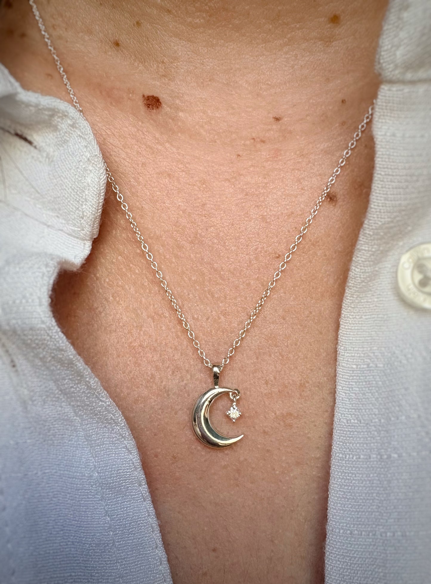 MOON AND DIAMOND STAR NECKLACE