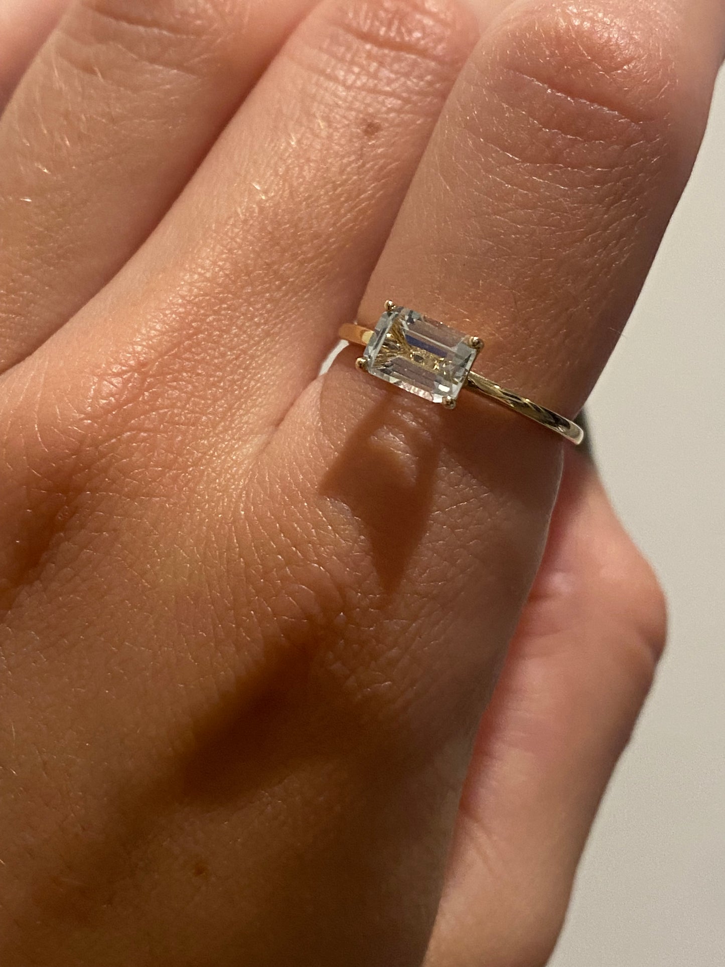 HORIZONTAL EMERALD CUT DIAMOND RING
