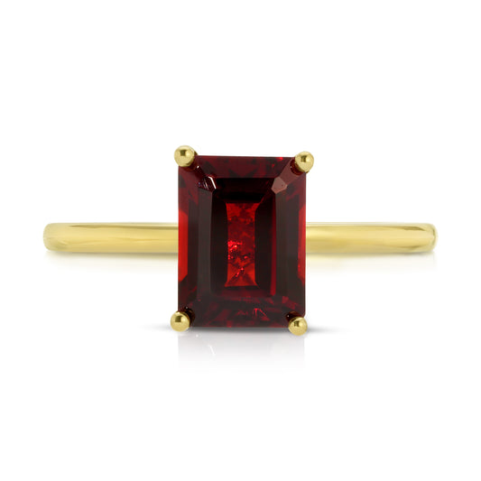 LARGE EMERALD CUT GARNET RING