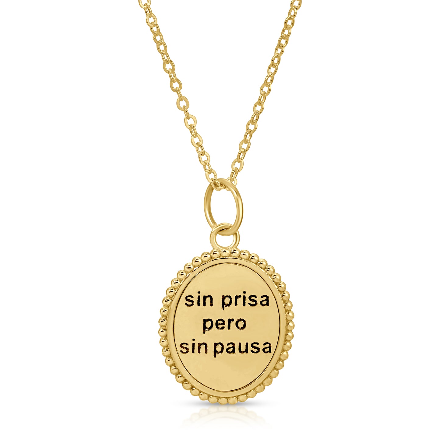 SIN PRISA PERO SIN PAUSA OVAL BEADED DICHO NECKLACE