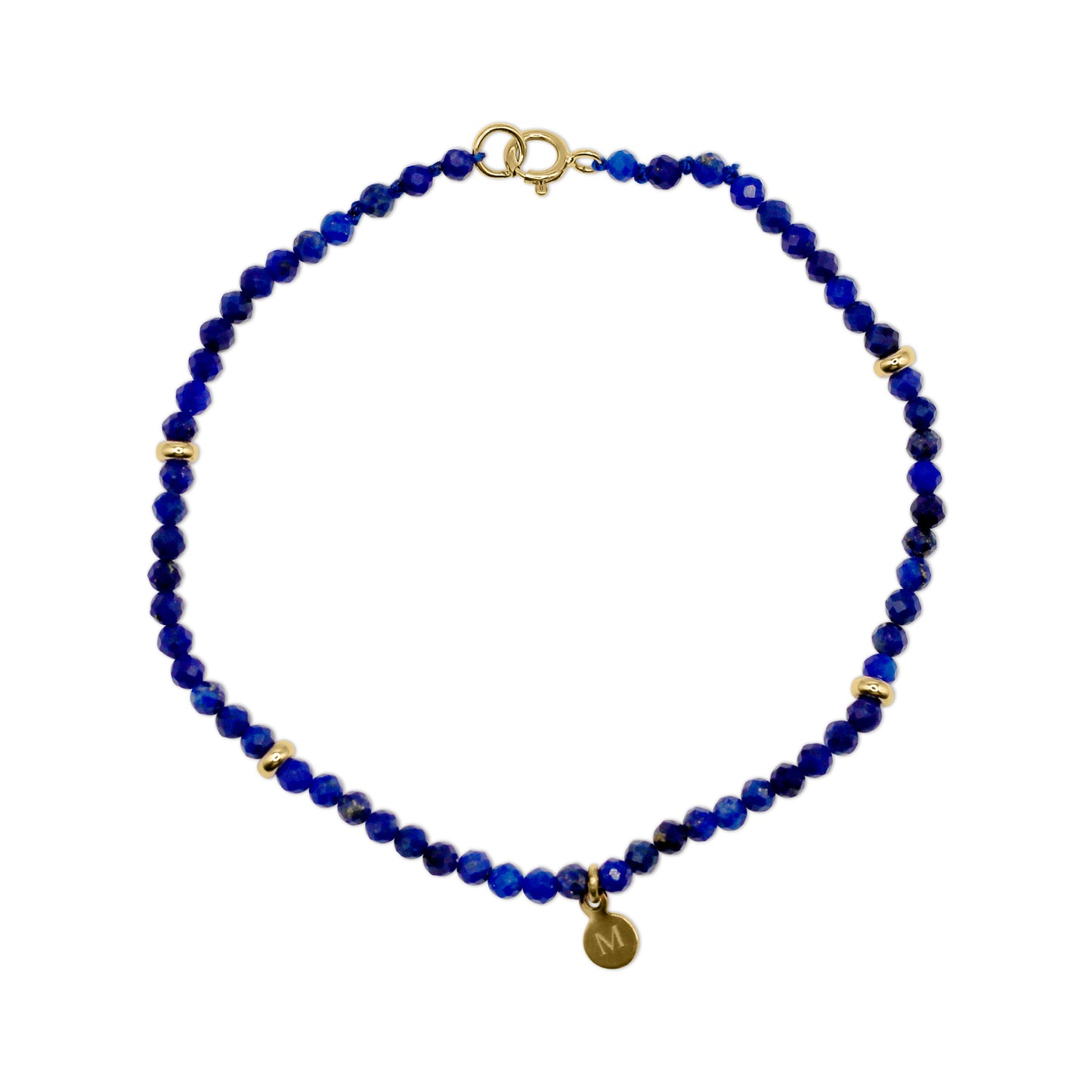 LAPIS LAZULI GOLD BEADED BRACELET