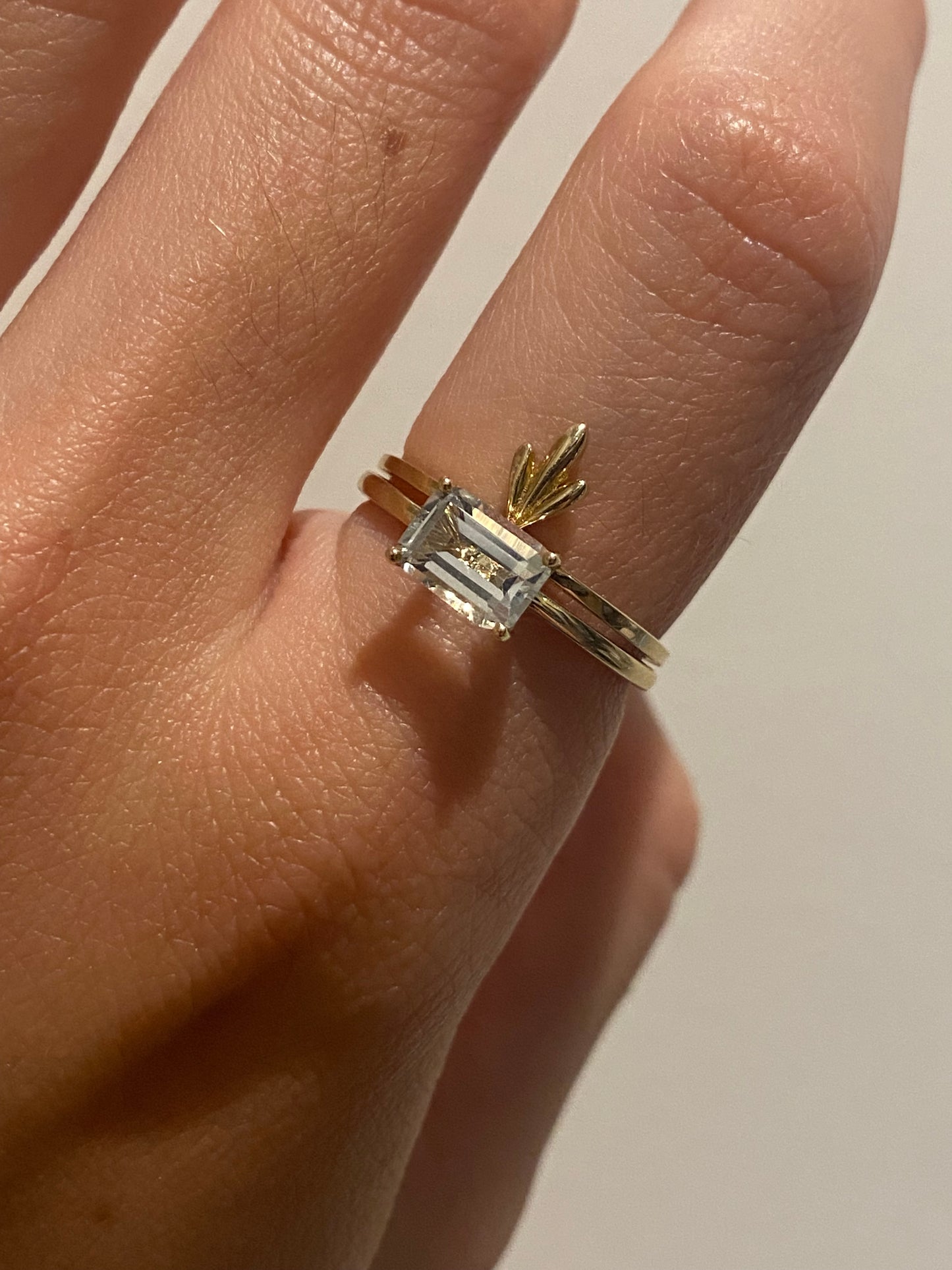 EAST WEST WHITE TOPAZ RING * READY TO SHIP