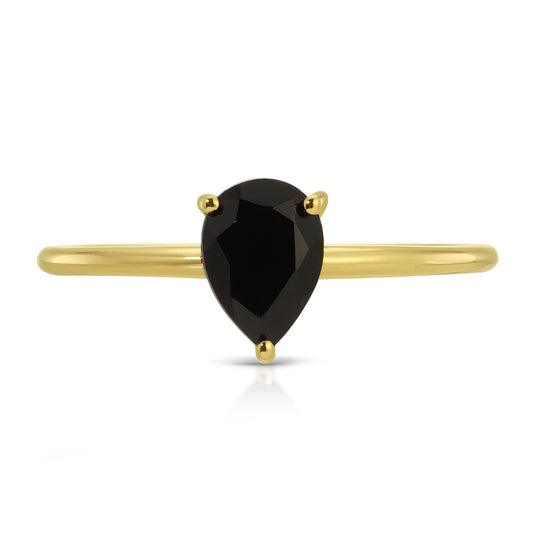 ONYX PEAR SOLITAIRE RING