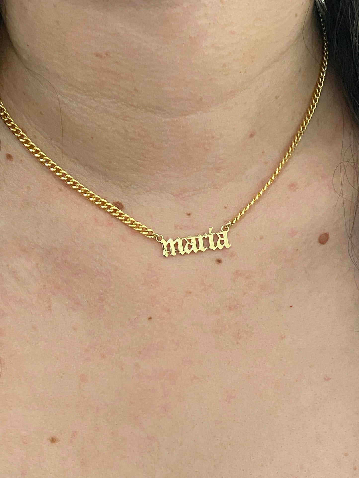 OLD ENGLISH CUBAN LINK NAME PLATE NECKLACE