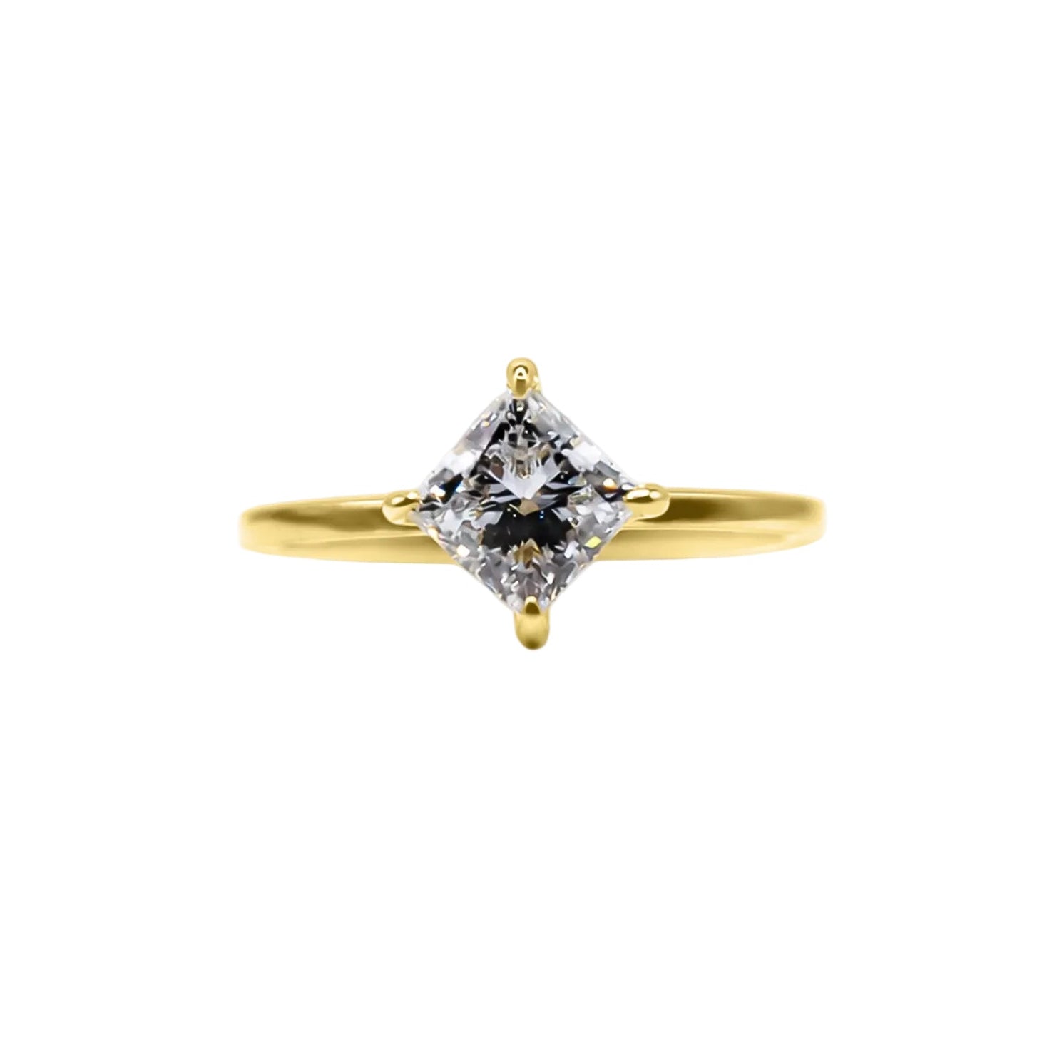 Princess Cut Diamond Yellow Gold Ring