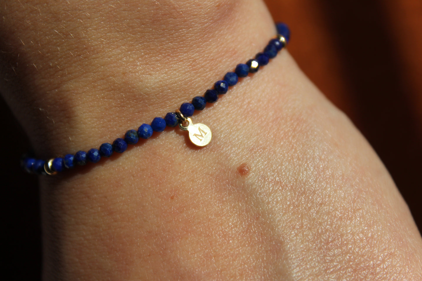 LAPIS LAZULI GOLD BEADED BRACELET
