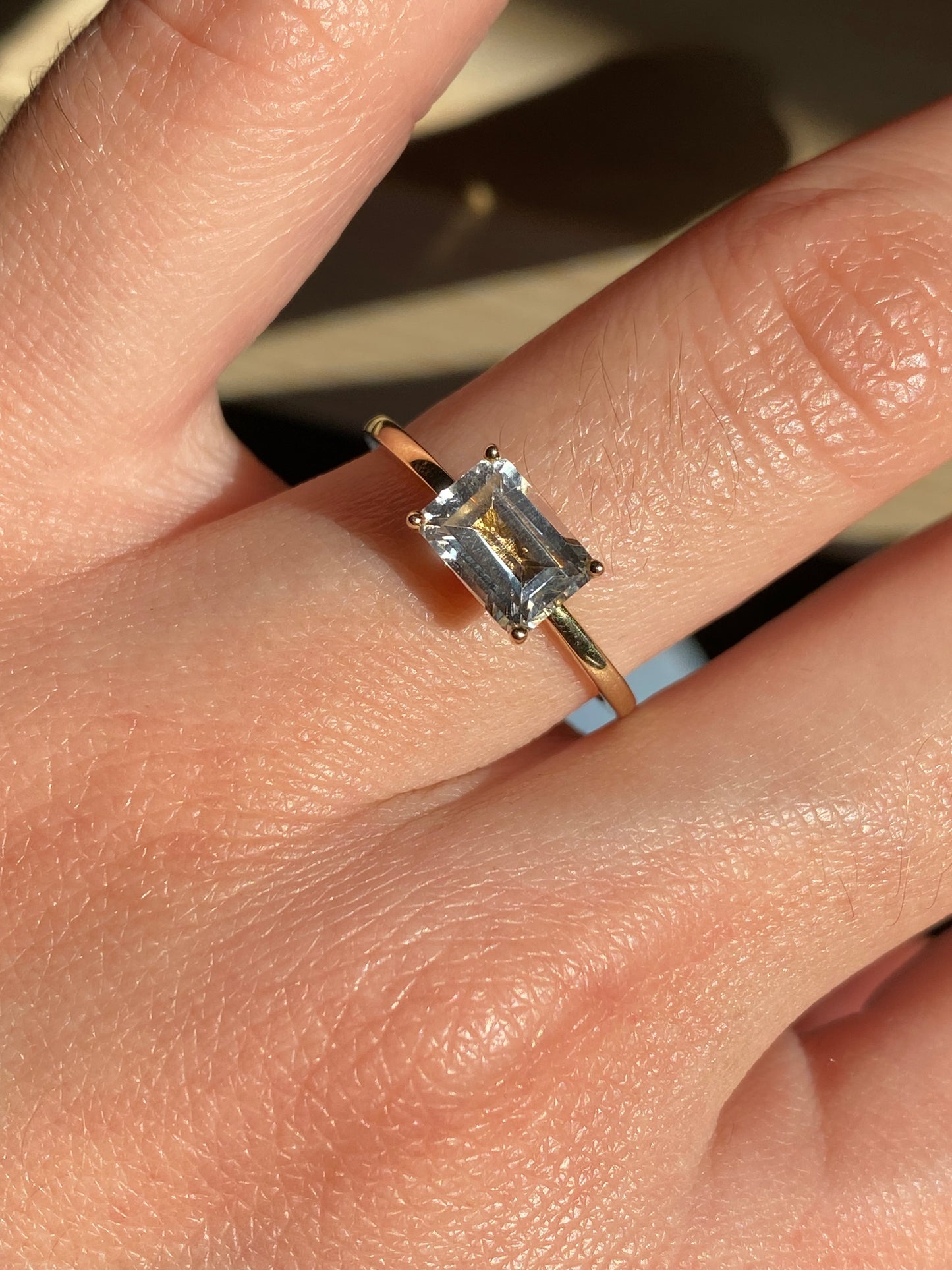 EAST WEST WHITE TOPAZ RING * READY TO SHIP