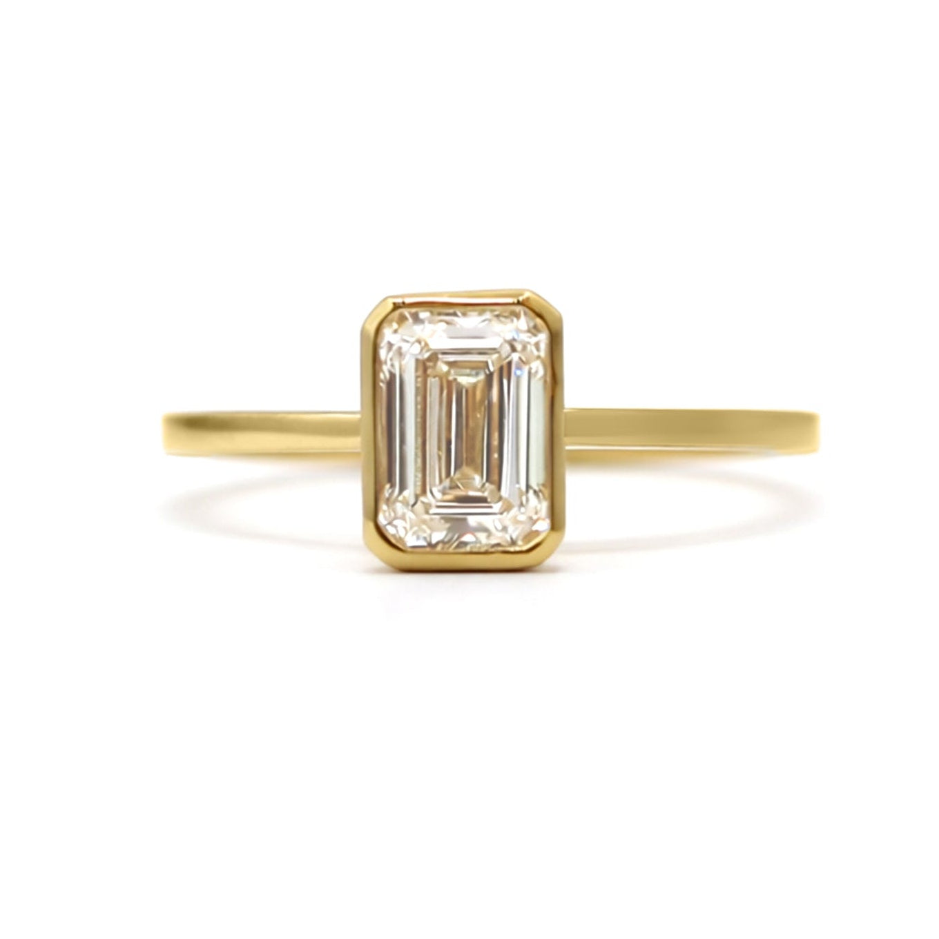 EMERALD CUT BEZEL SOLITAIRE RING