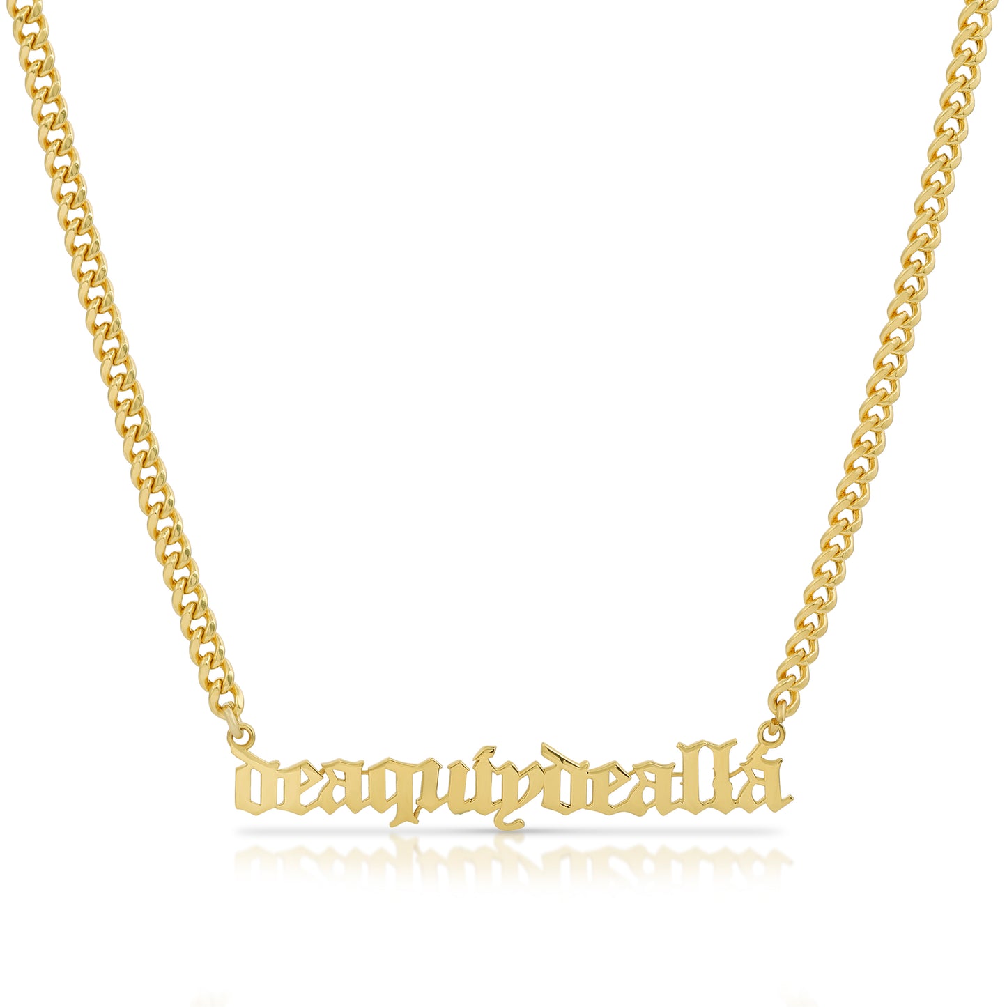 OLD ENGLISH CUBAN LINK NAME PLATE NECKLACE