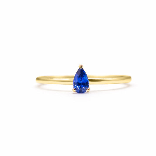 PEAR BLUE SAPPHIRE LAGRIMA RING