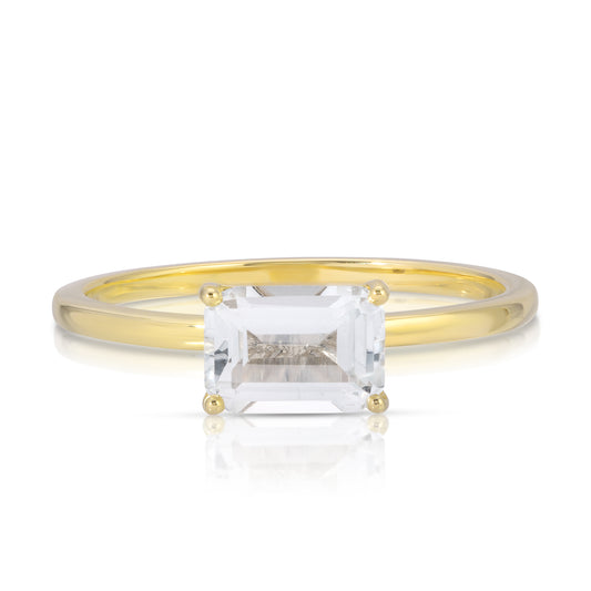 EAST WEST WHITE TOPAZ RING