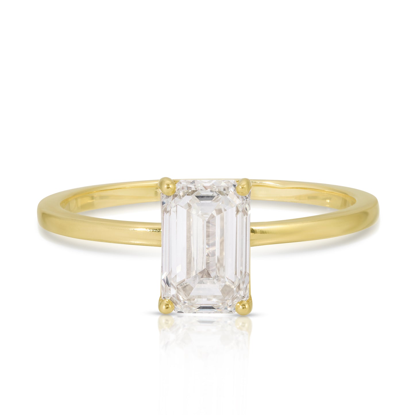 EMERALD CUT WHITE TOPAZ SOLITAIRE RING