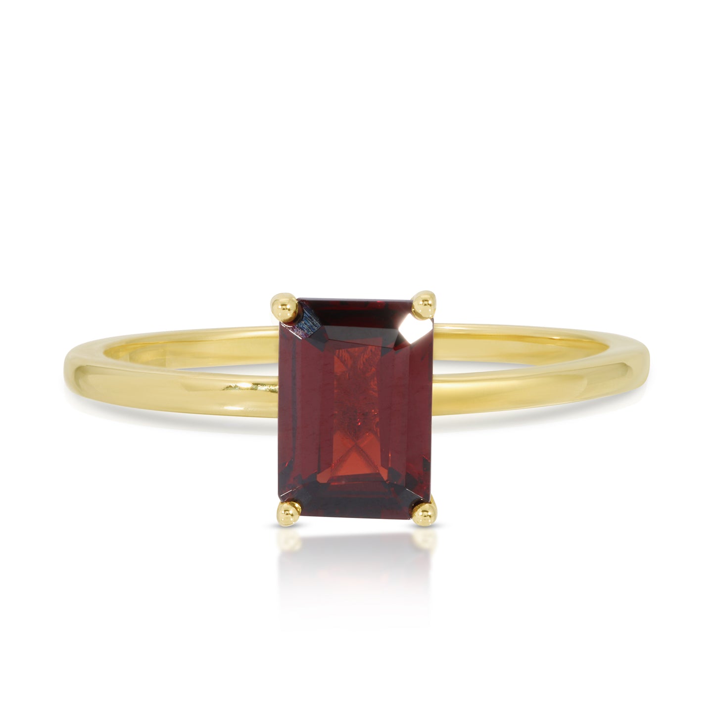 EMERALD CUT GARNET SOLITAIRE RING