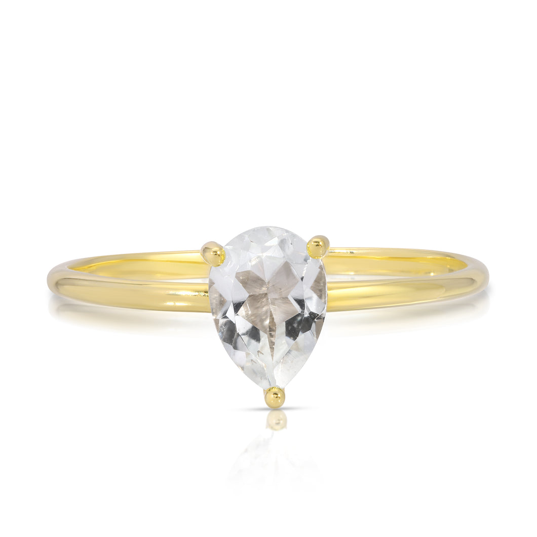 PEAR WHITE TOPAZ RING